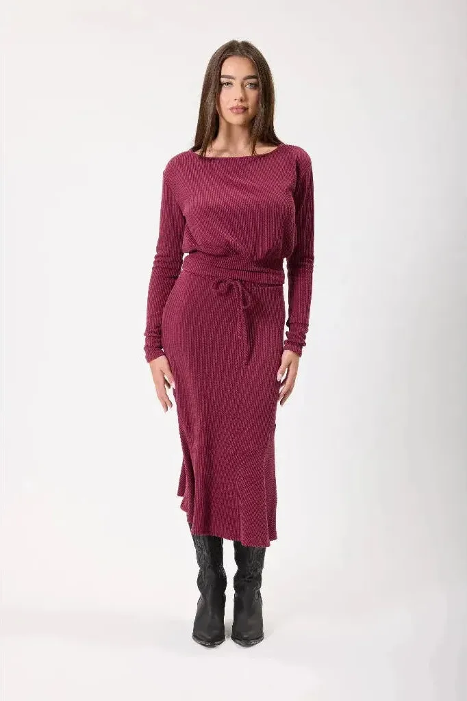 Maura Wine Midi Skirt