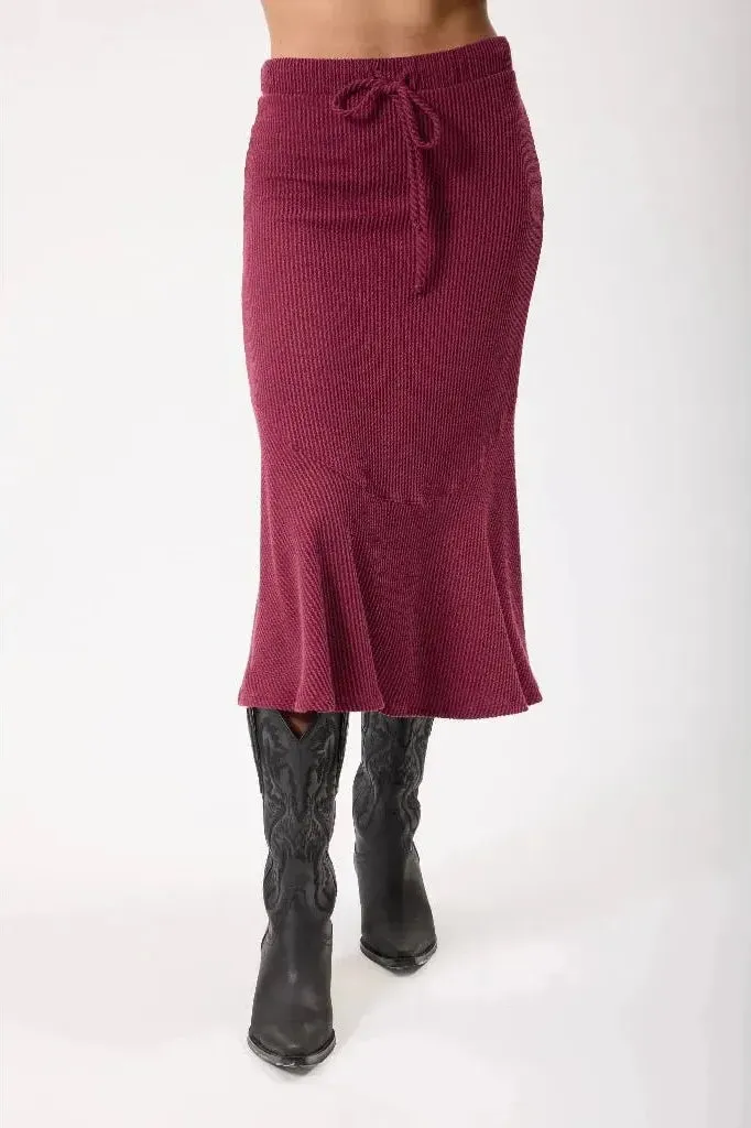 Maura Wine Midi Skirt