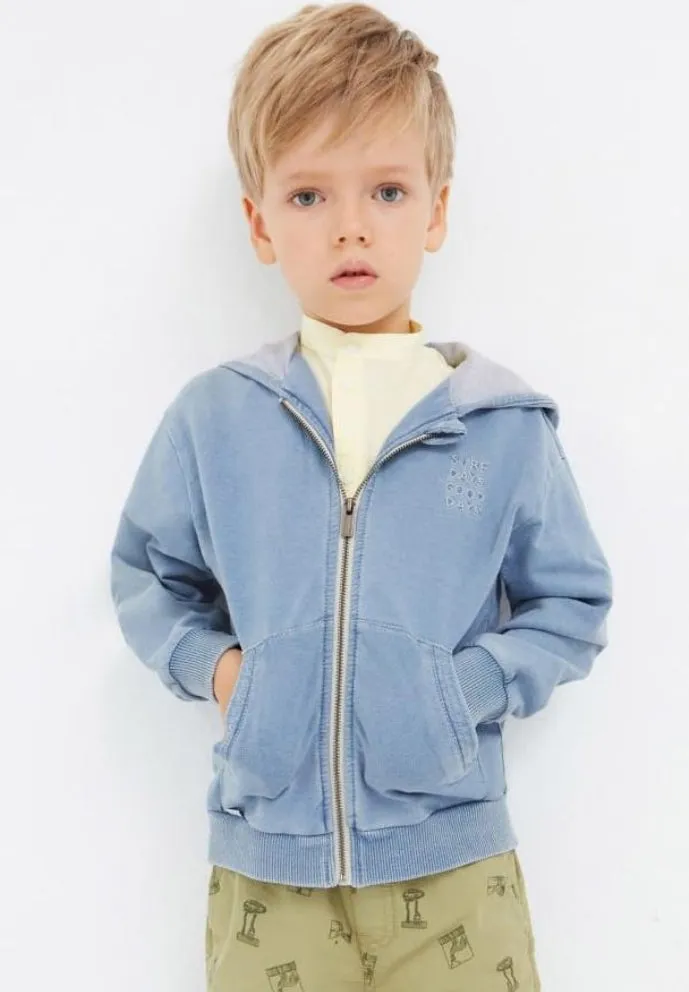 Mayoral Denim Fleece Pullover Hoodie: Size 3-9y