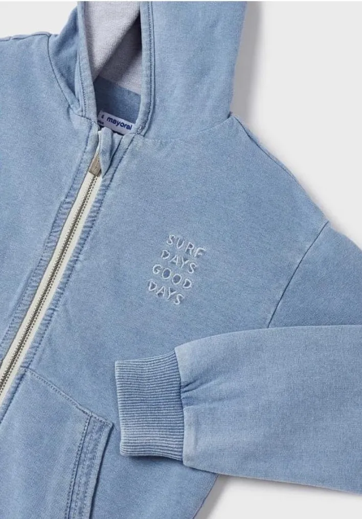 Mayoral Denim Fleece Pullover Hoodie: Size 3-9y