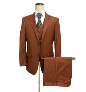 Mazari Modern Fit Vested Suit - Paris Rust 1501