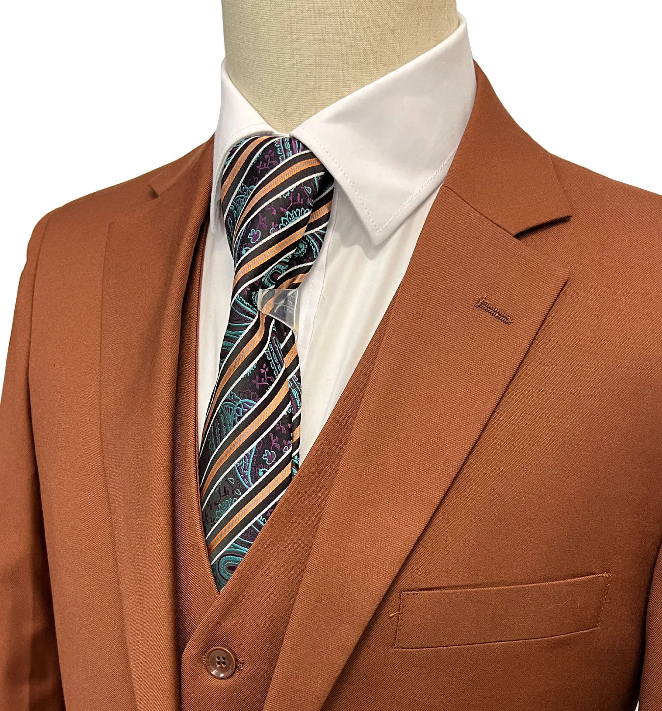 Mazari Modern Fit Vested Suit - Paris Rust 1501