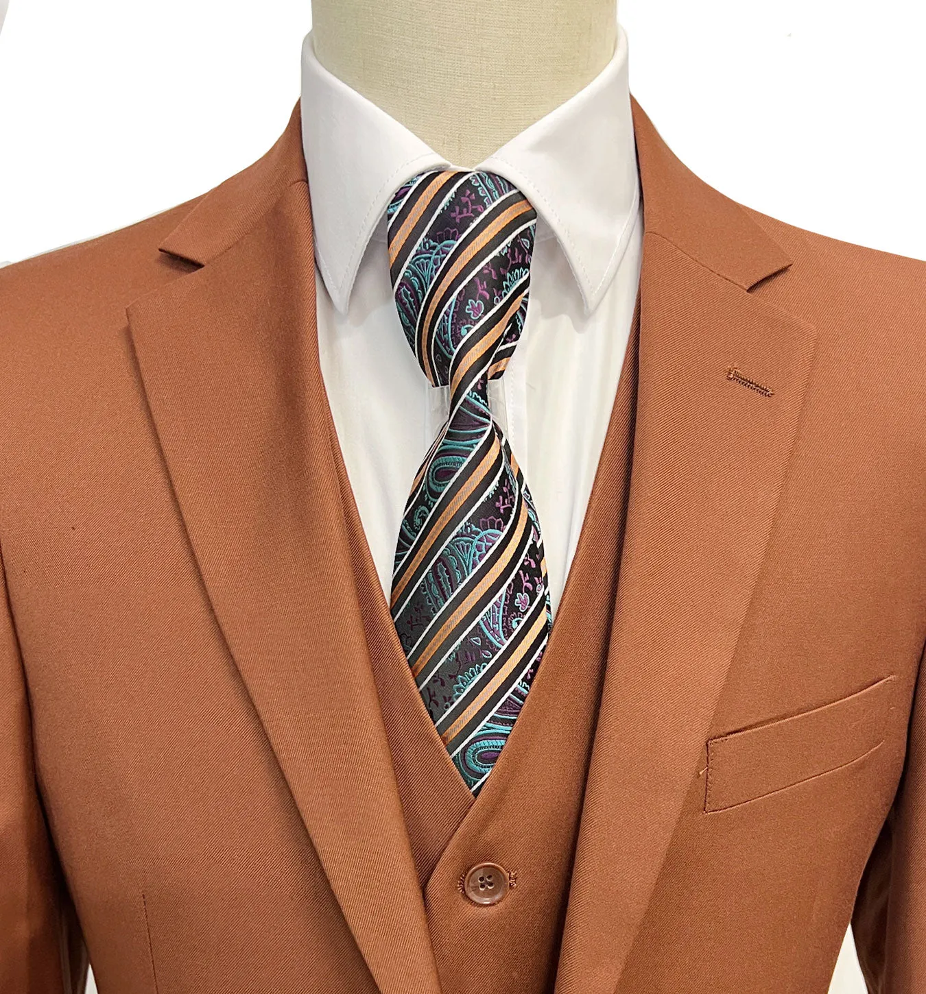 Mazari Modern Fit Vested Suit - Paris Rust 1501