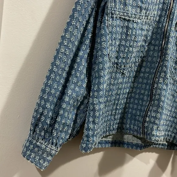 Mazik Textured Blue Full Zip Denim Jacket L