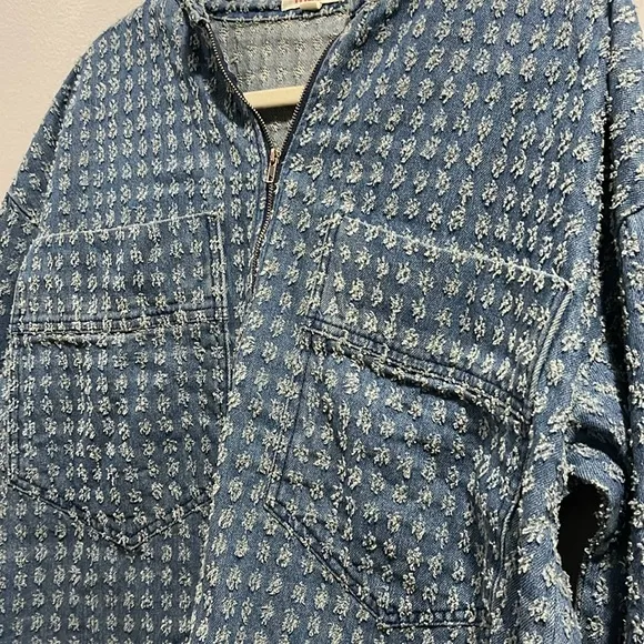 Mazik Textured Blue Full Zip Denim Jacket L