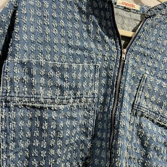 Mazik Textured Blue Full Zip Denim Jacket L