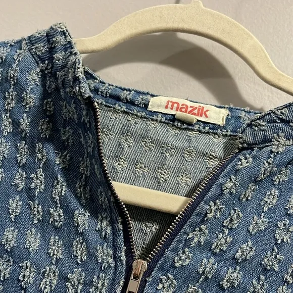 Mazik Textured Blue Full Zip Denim Jacket L