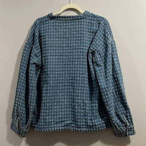 Mazik Textured Blue Full Zip Denim Jacket L