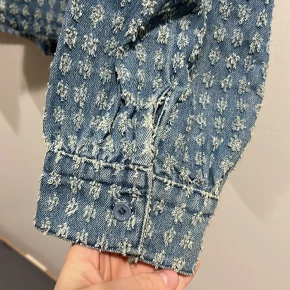 Mazik Textured Blue Full Zip Denim Jacket L