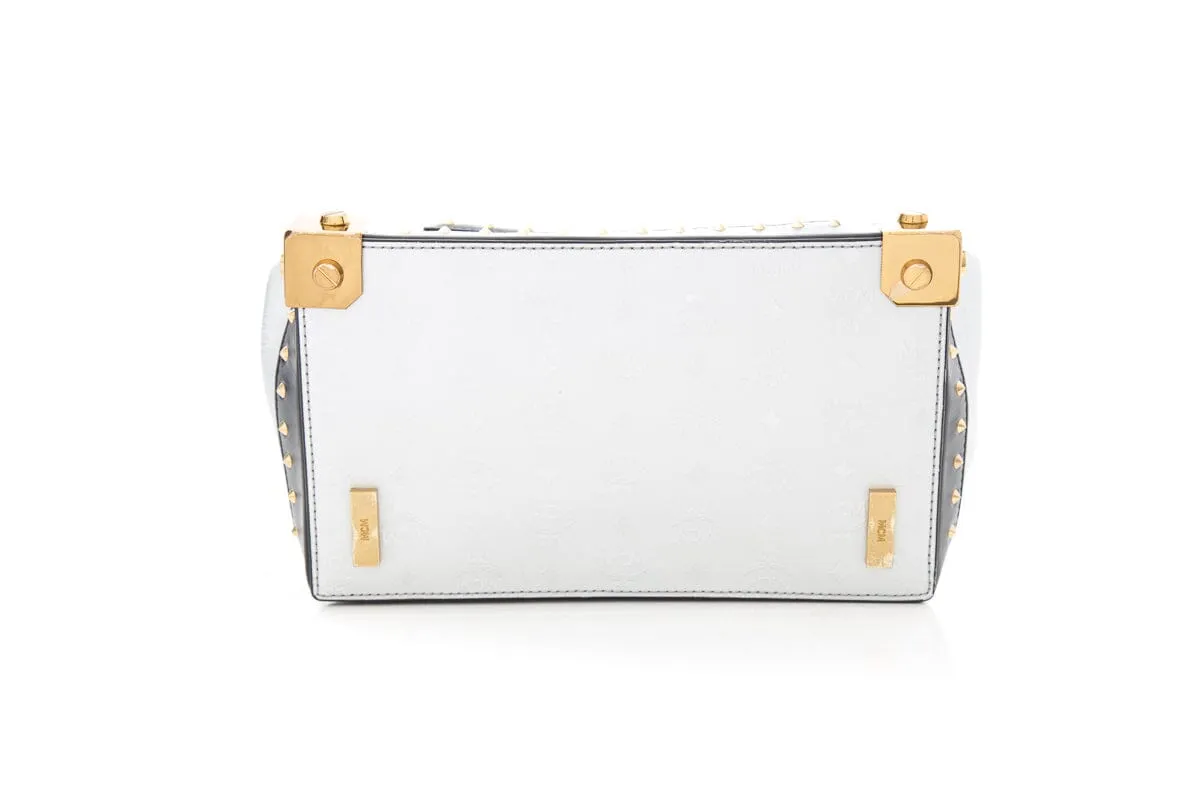 MCM Silver & Black Studded Small Backpack