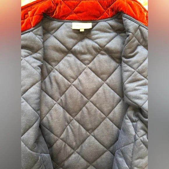MELLODAY Burgundy Velvet Quilted Puffer Jacket with Stand Up Colar Large