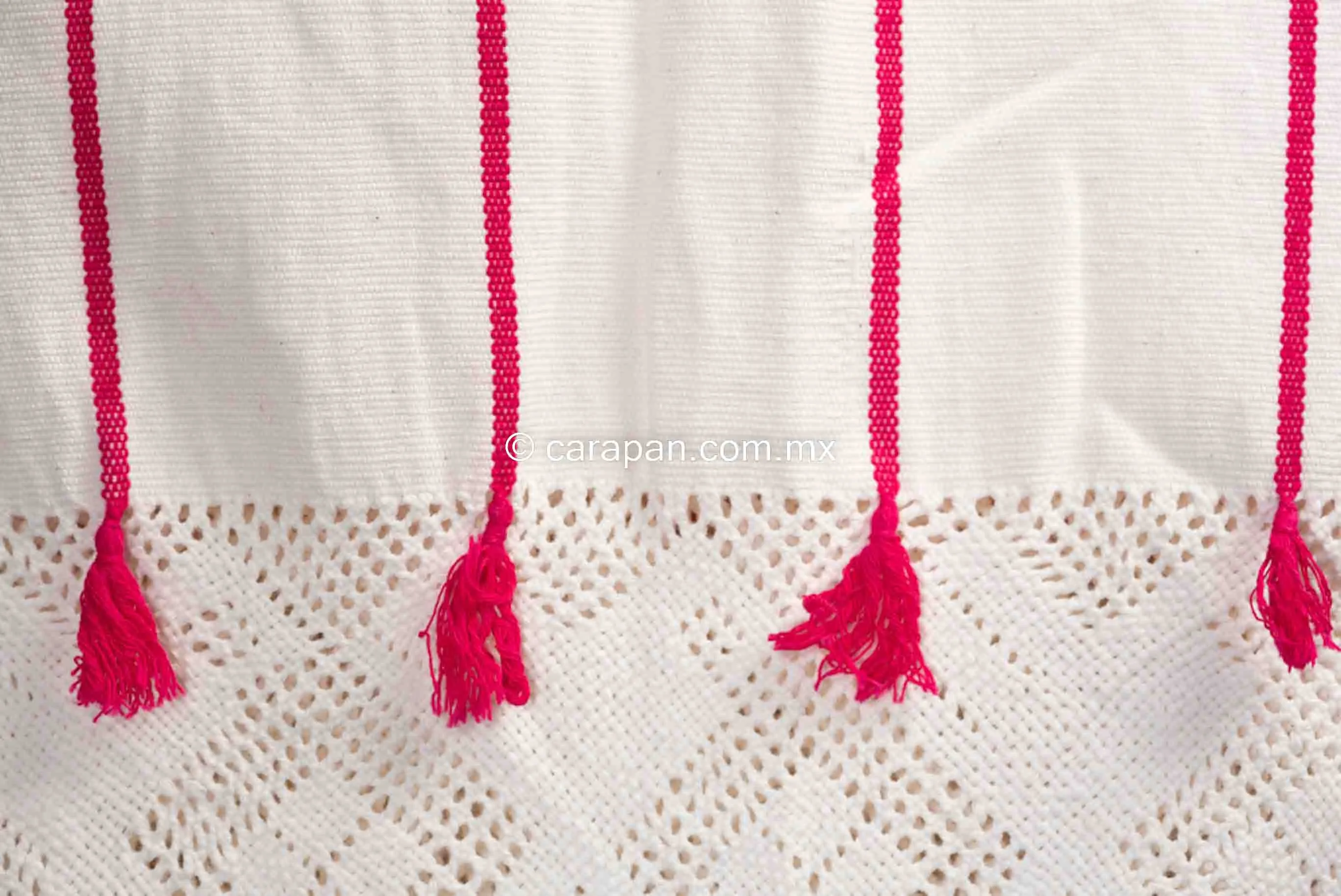 Mexican Rebozo White Shawl  w Red Stripes Back Strap Loomed Indigenous Textile