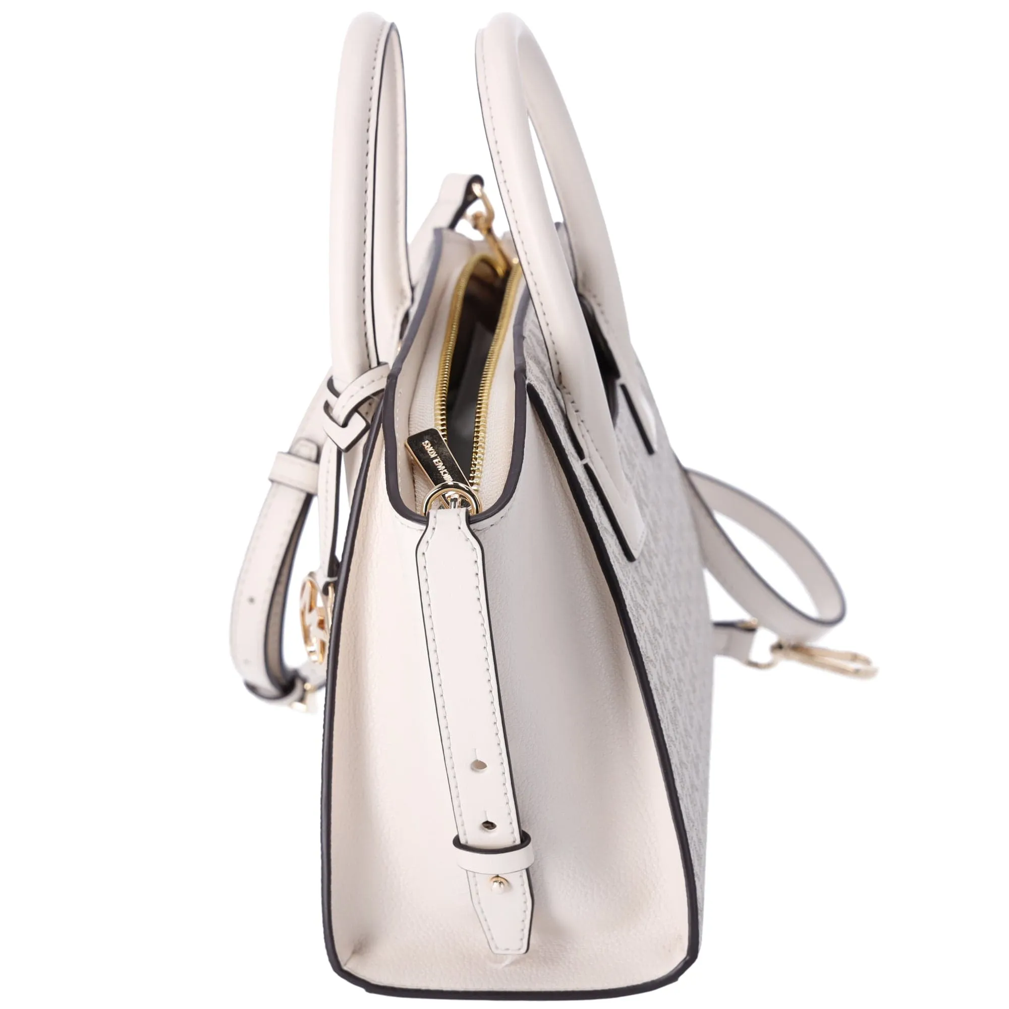Michael Kors Avril Small Top Zip Satchel Crossbody Light Cream MK Signature