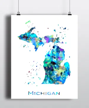 Michigan Map Art Print - Unframed