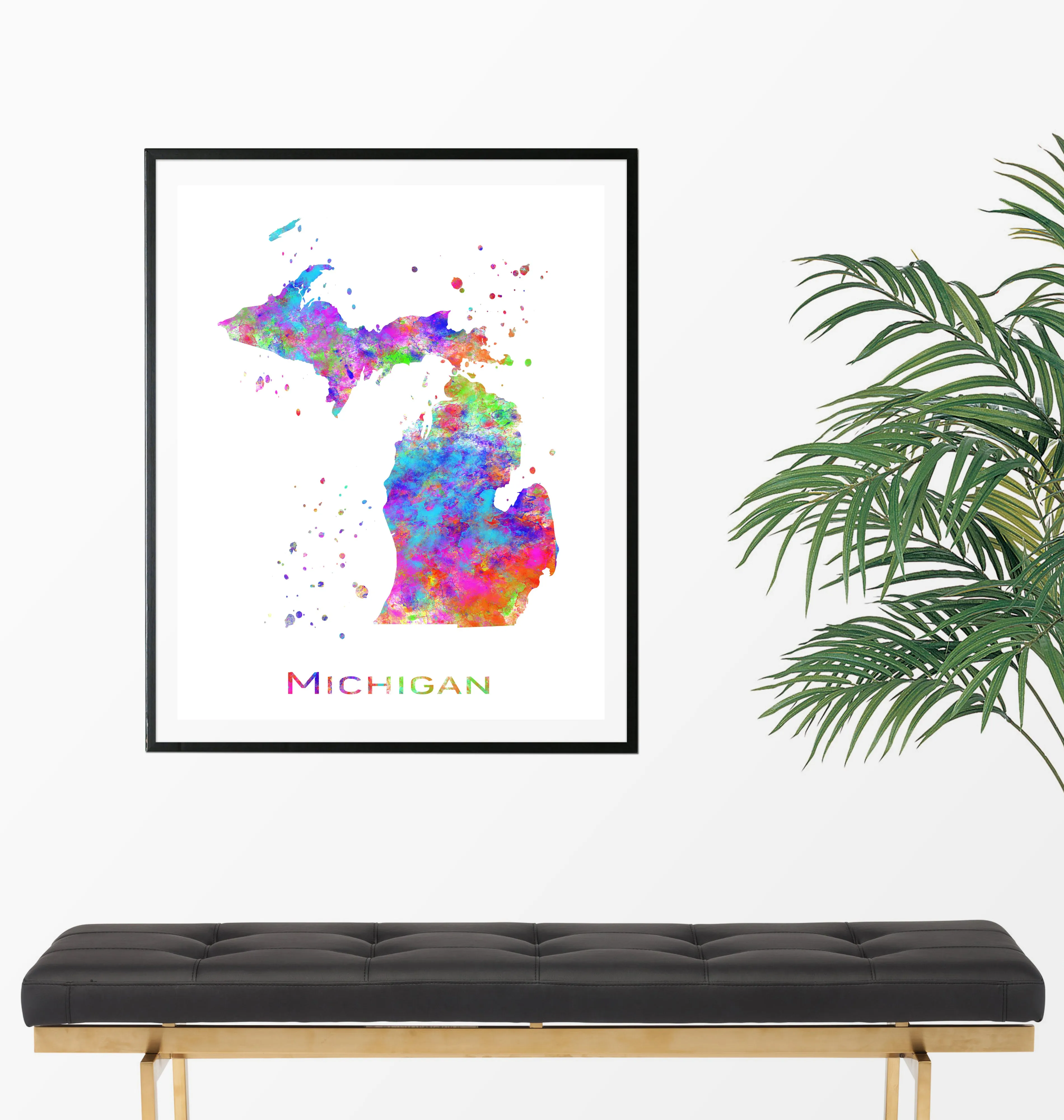 Michigan Map Art Print - Unframed
