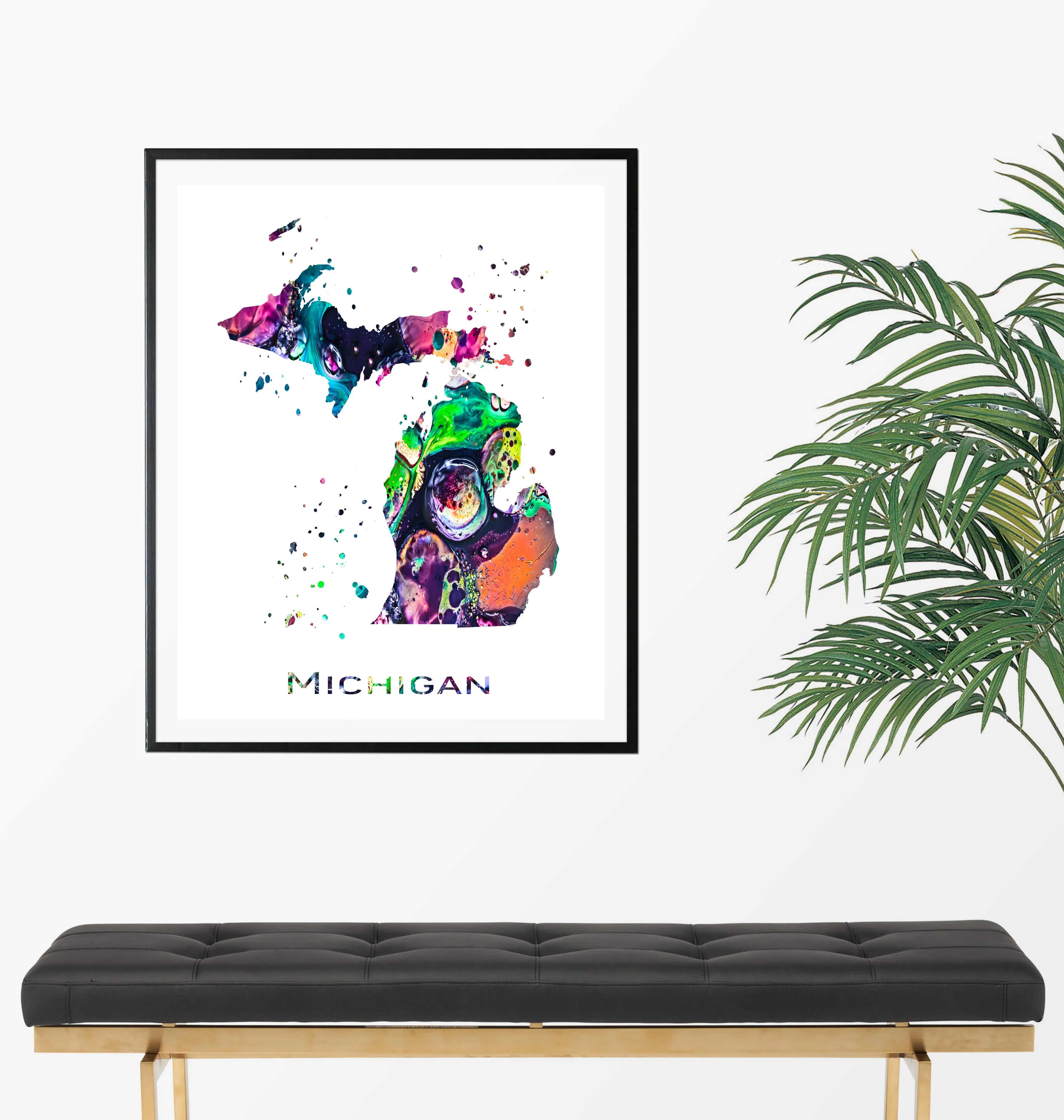 Michigan Map Art Print - Unframed