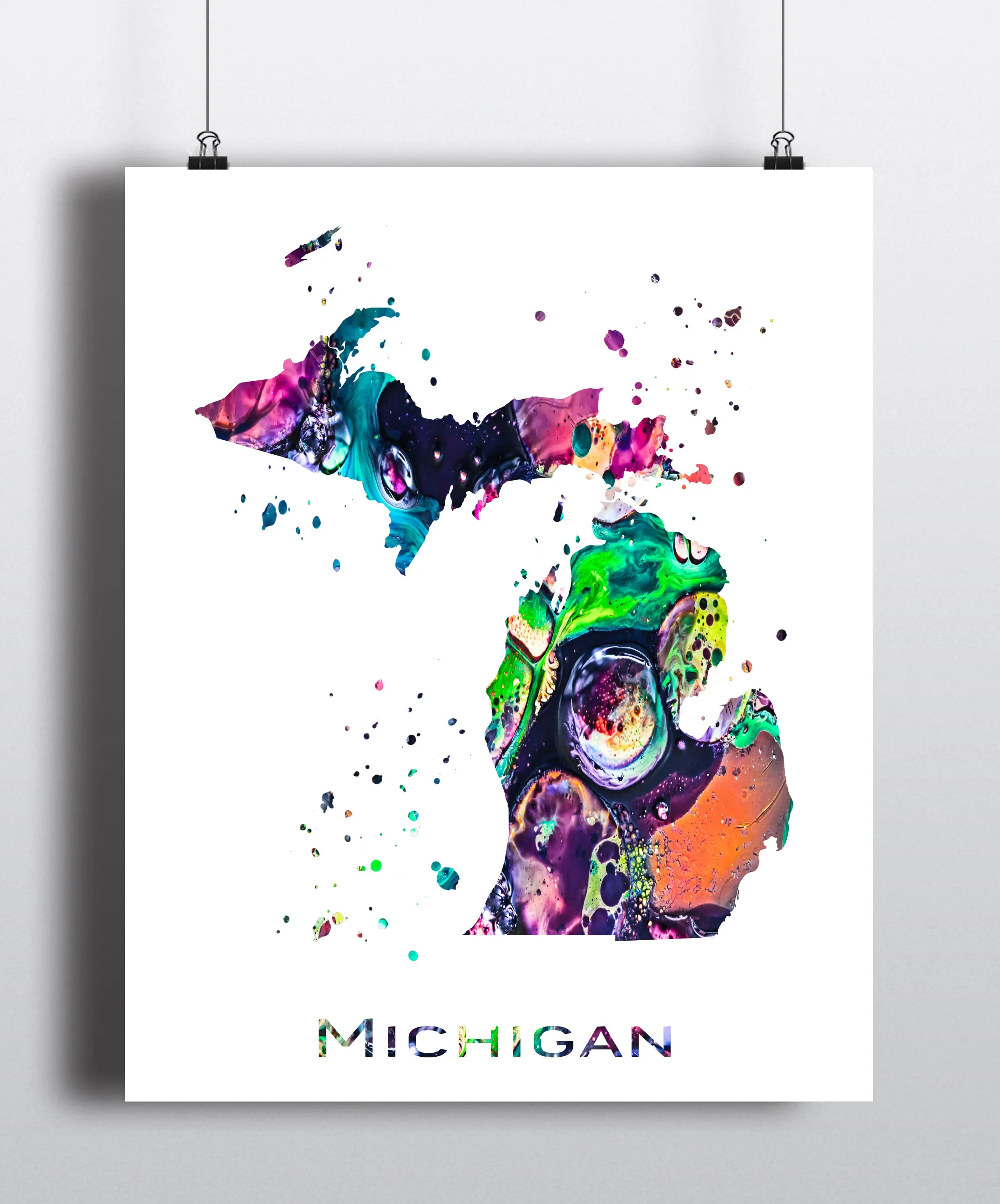Michigan Map Art Print - Unframed