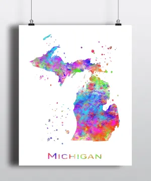 Michigan Map Art Print - Unframed