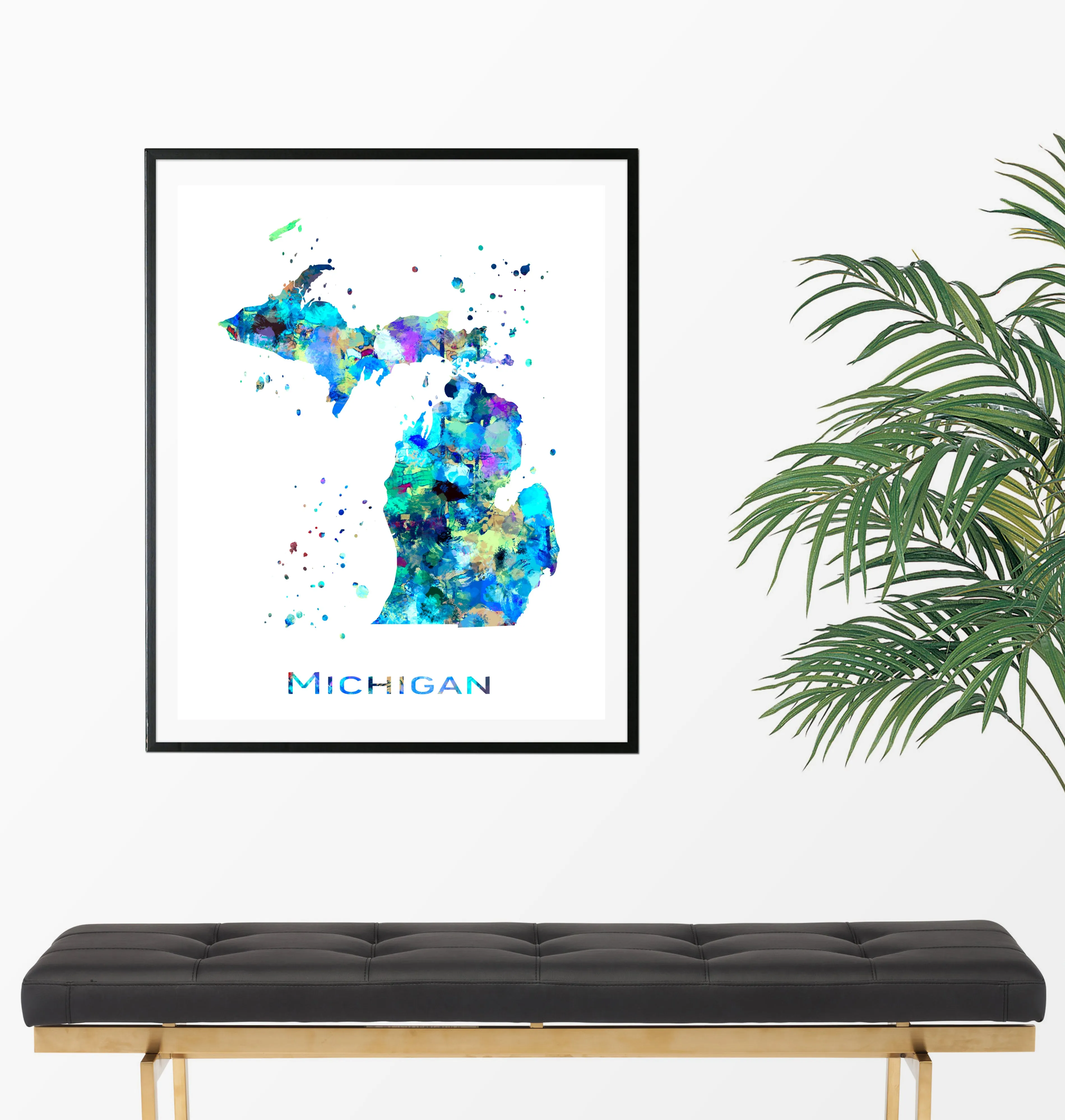 Michigan Map Art Print - Unframed