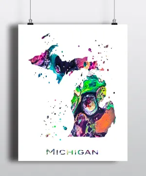 Michigan Map Art Print - Unframed