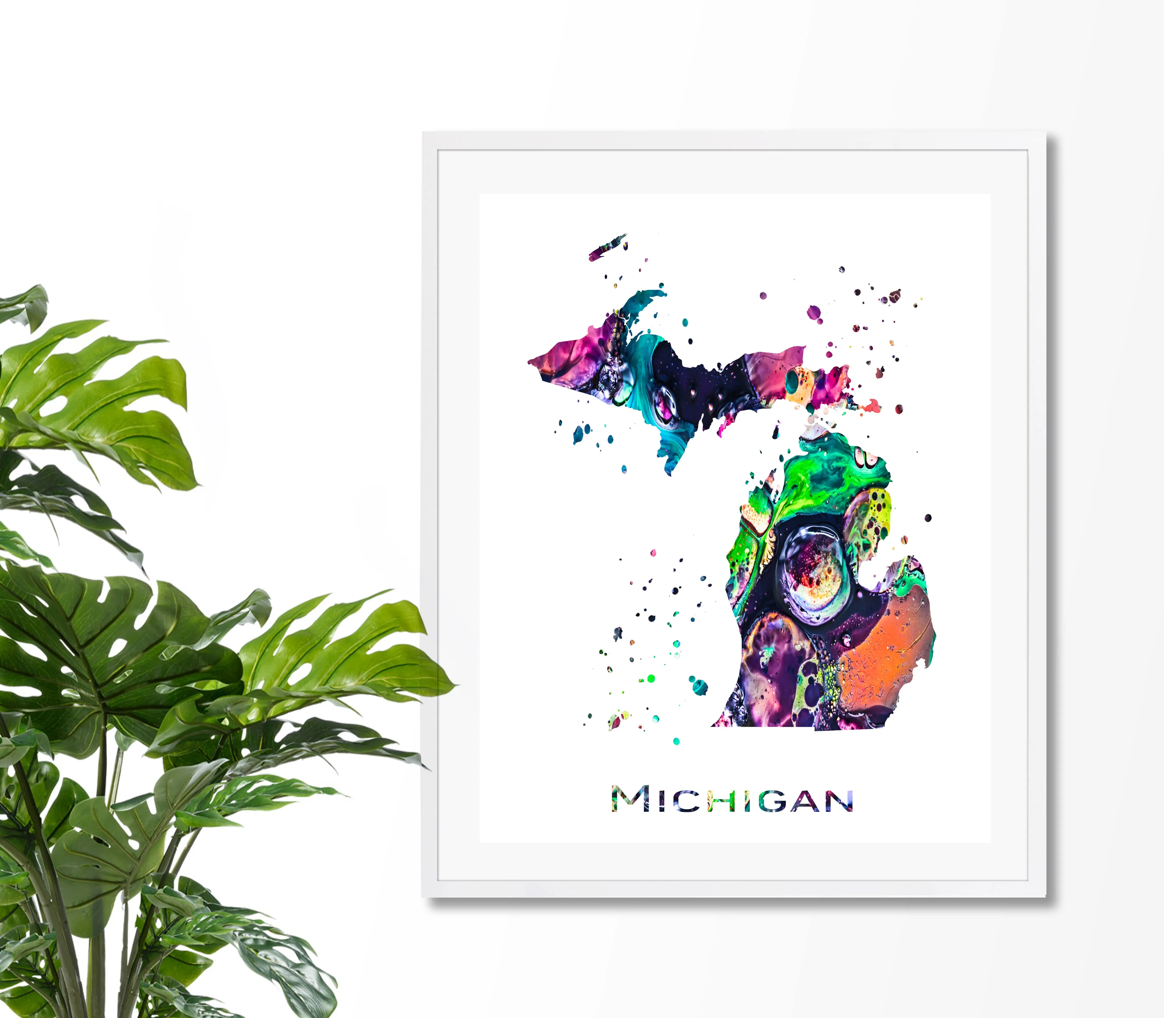 Michigan Map Art Print - Unframed