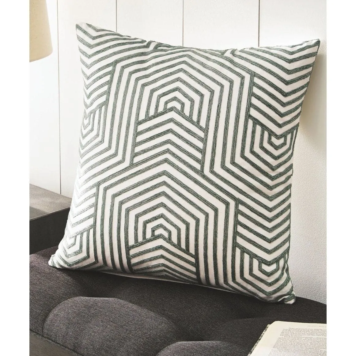 Mid-Century Modern Accent Pillow in Sage and White (Set of 2)