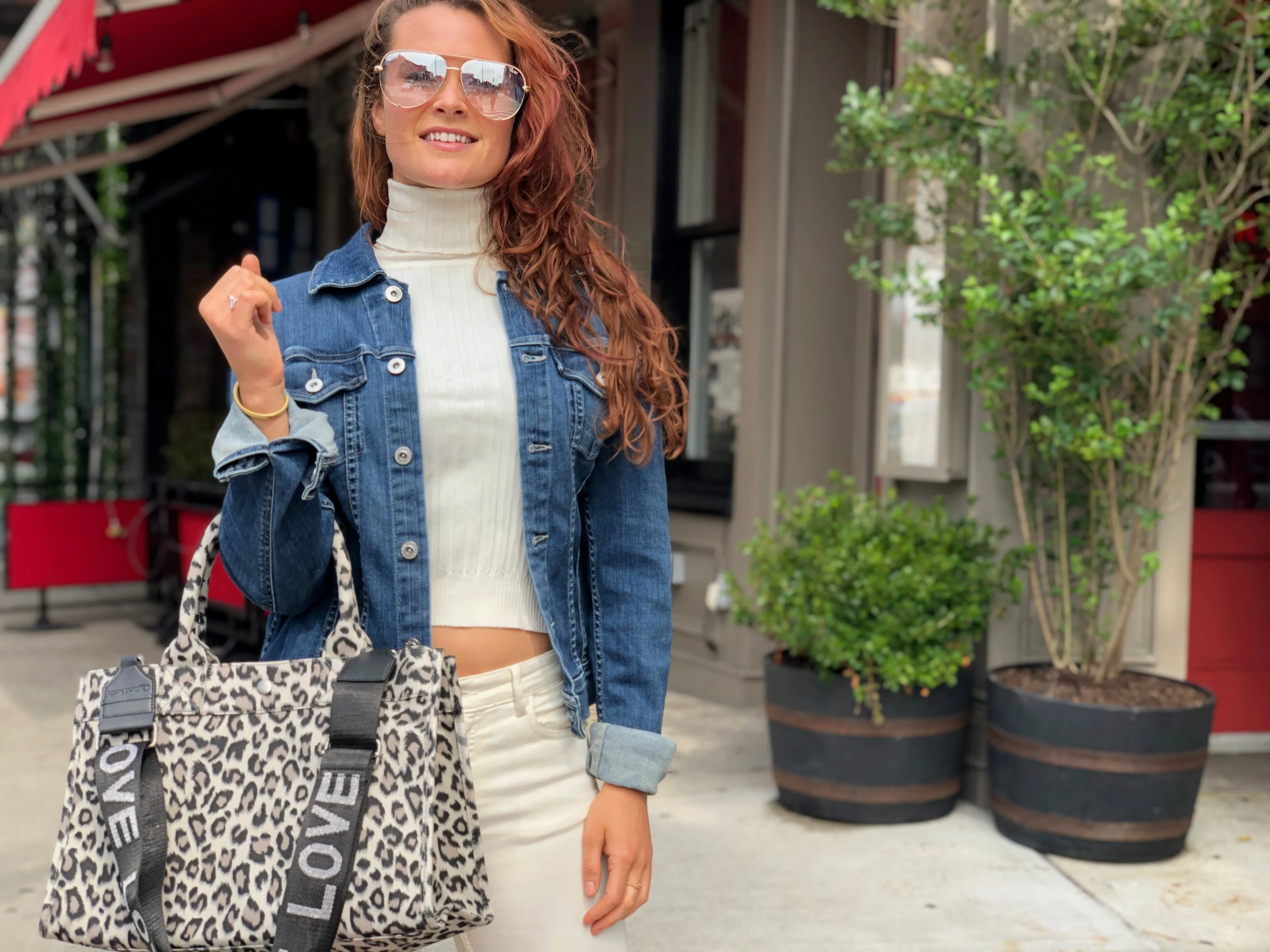 Midi East West Bag: Leopard