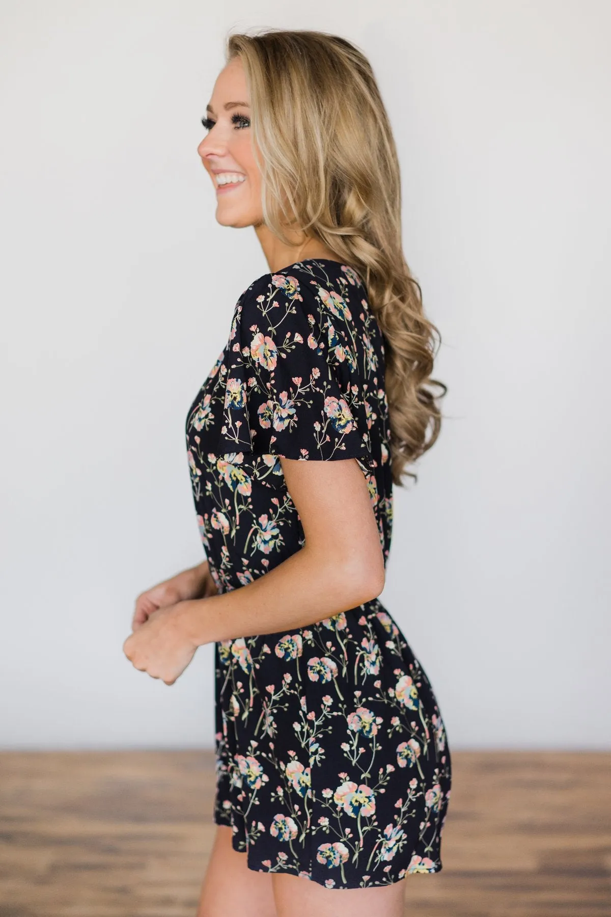 Midnight Wish Floral Romper