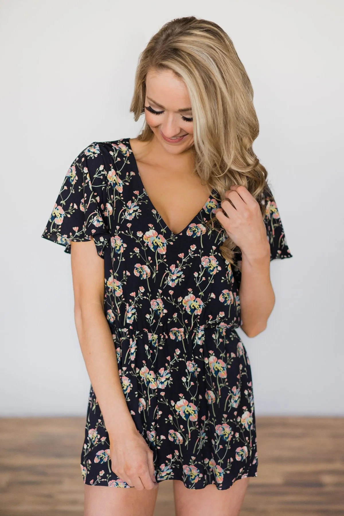 Midnight Wish Floral Romper