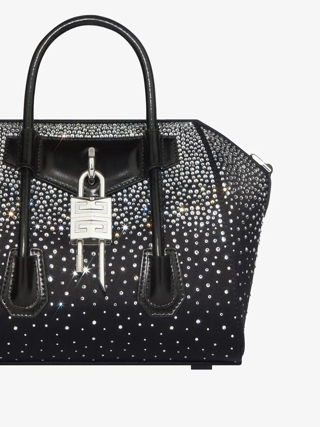 Mini Antigona Lock bag in satin with strass
