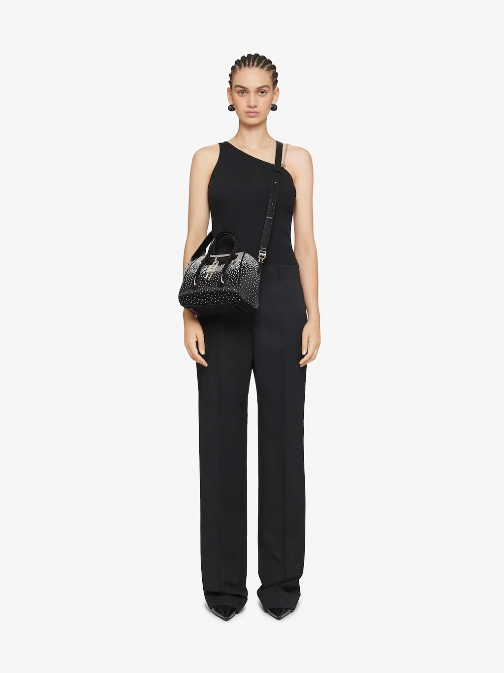 Mini Antigona Lock bag in satin with strass