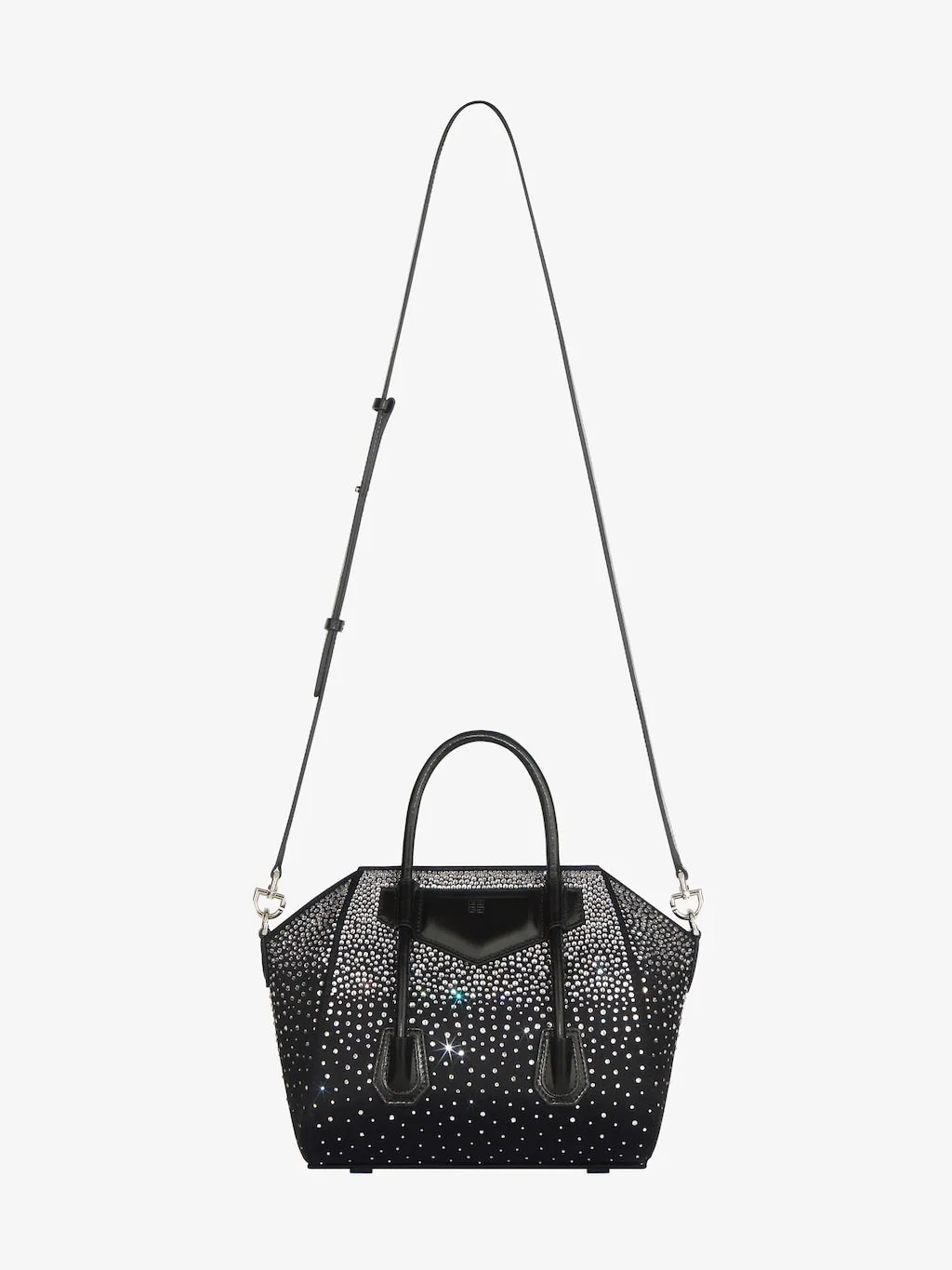 Mini Antigona Lock bag in satin with strass