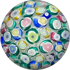Miniature John Deacons Art Glass Paperweight Cascading Rose Cane Closepack