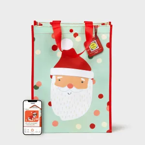 Mint Polka Dot Santa | Large | Reusable Gift Bag   QR Greeting Card