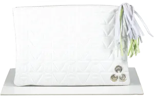 Misela Istanbul White Quilted Clutch Bag With Tassel