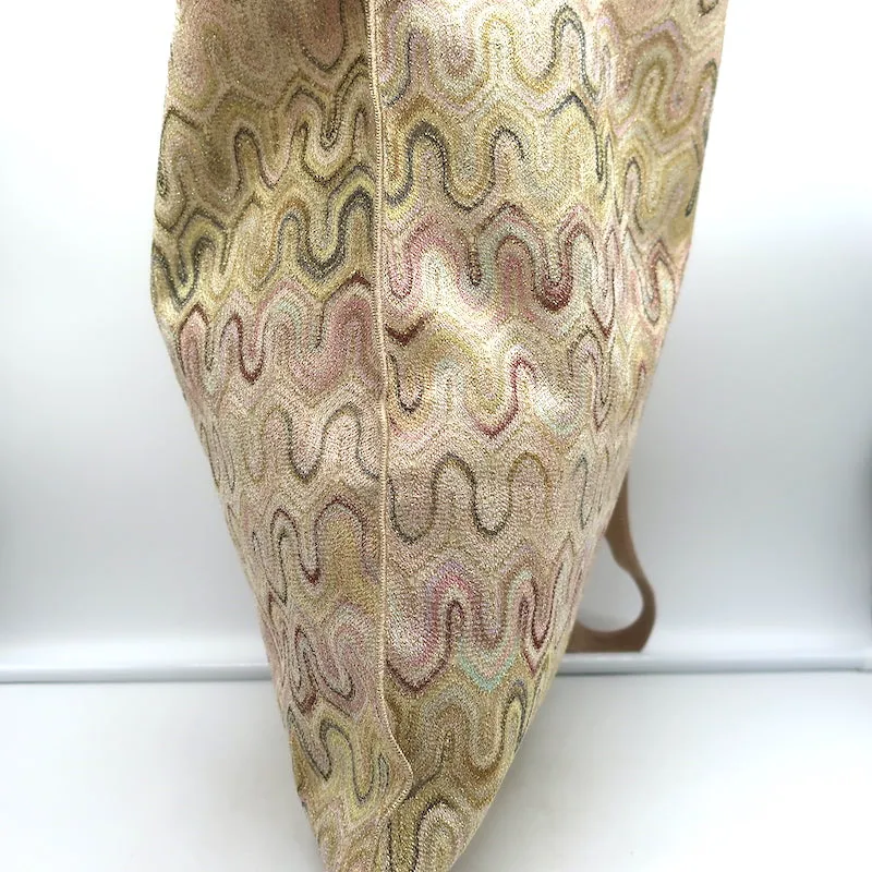 Missoni Messenger Bag Light Pink/Gold Lurex Knit Large Flat Crossbody NEW