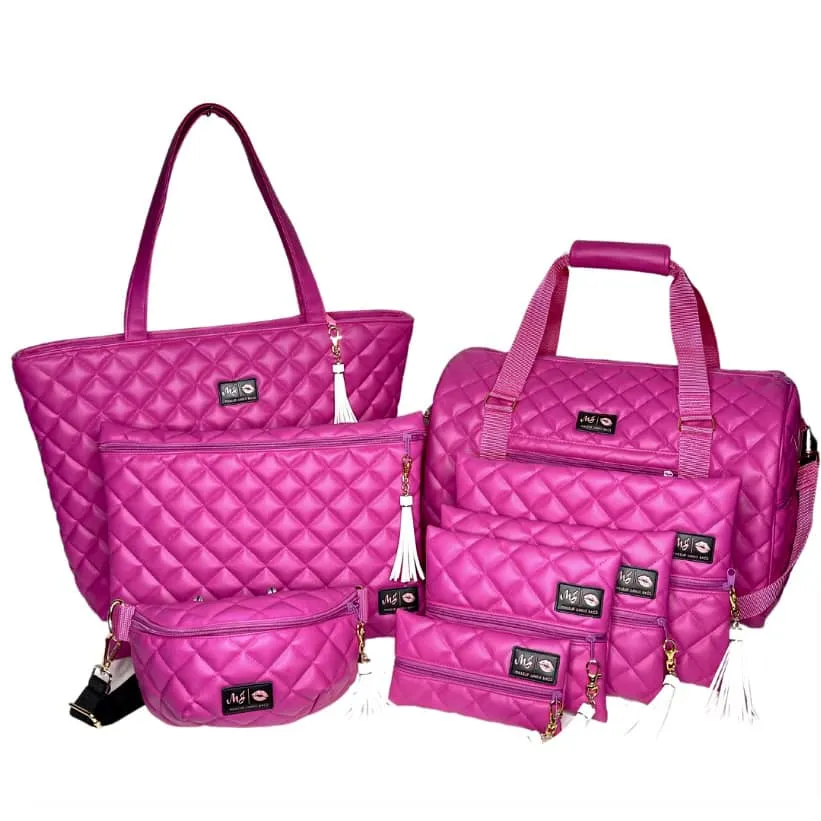 MJ Quilted Luxe Sidekick Bag || Hot Fuschia