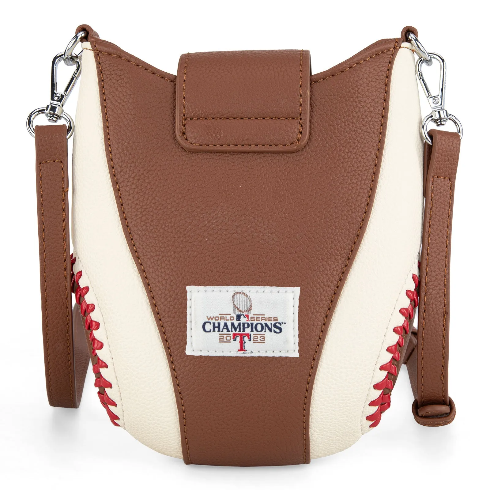 MLB-TX105  MLB Texas Rangers Team Baseball Stitch Crossbody -  Brown