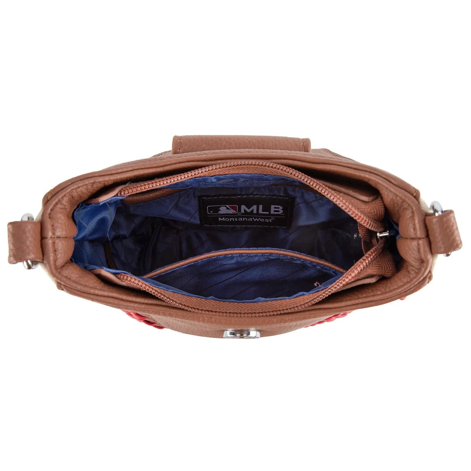 MLB-TX105  MLB Texas Rangers Team Baseball Stitch Crossbody -  Brown