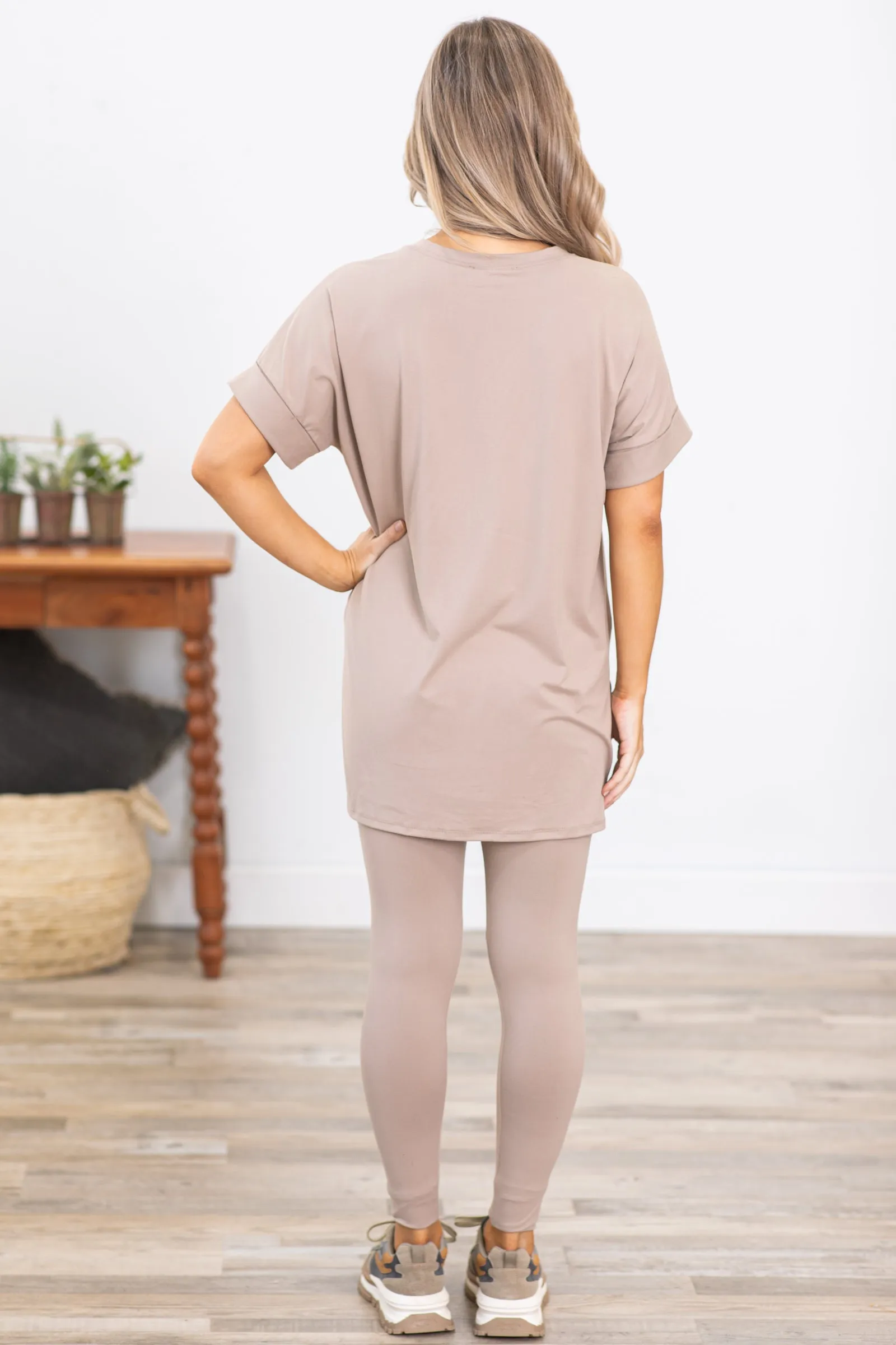Mocha Short Sleeve Top and Legging Set