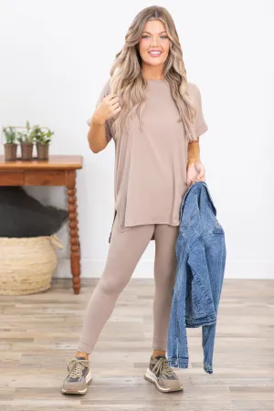 Mocha Short Sleeve Top and Legging Set