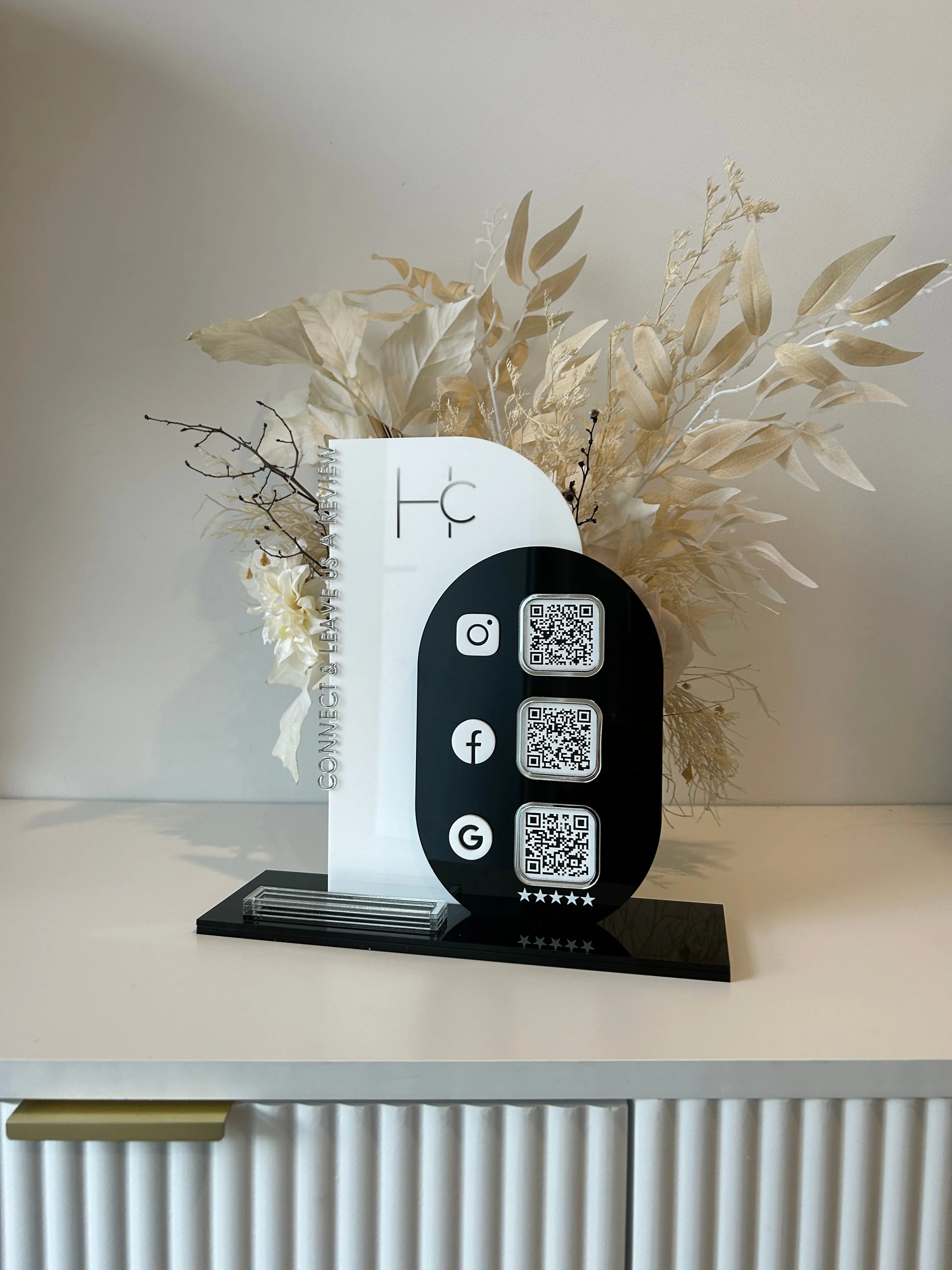 Modern 3 QR Sign Style 3 (reviews)   Card Holder (connect & leave us a review)