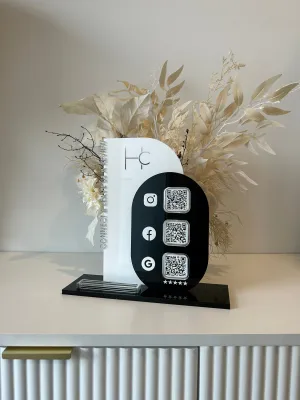 Modern 3 QR Sign Style 3 (reviews)   Card Holder (connect & leave us a review)