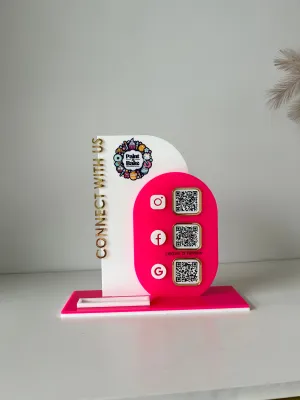 Modern 3 QR Sign Style 3 (reviews)   Card Holder (connect with us)
