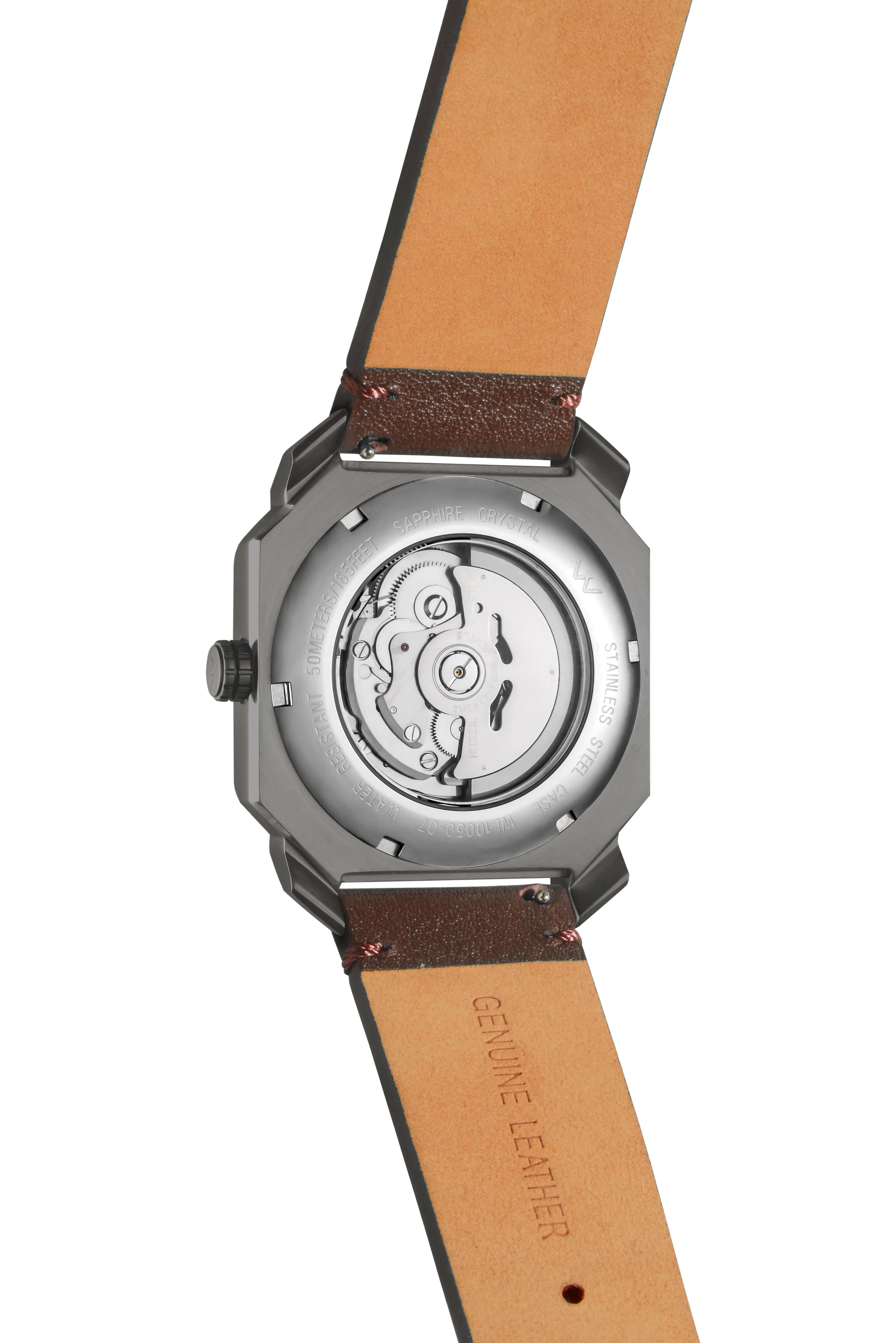 Modern Gents Automatic Watch - Gun / Brown  WL10050-11