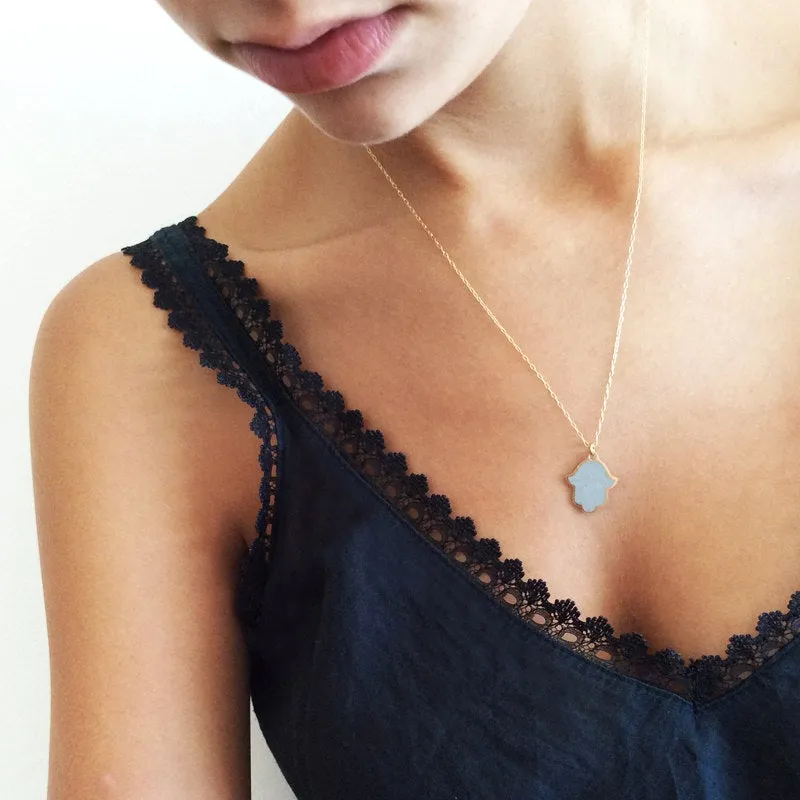 Modern Gold Hamsa Necklace