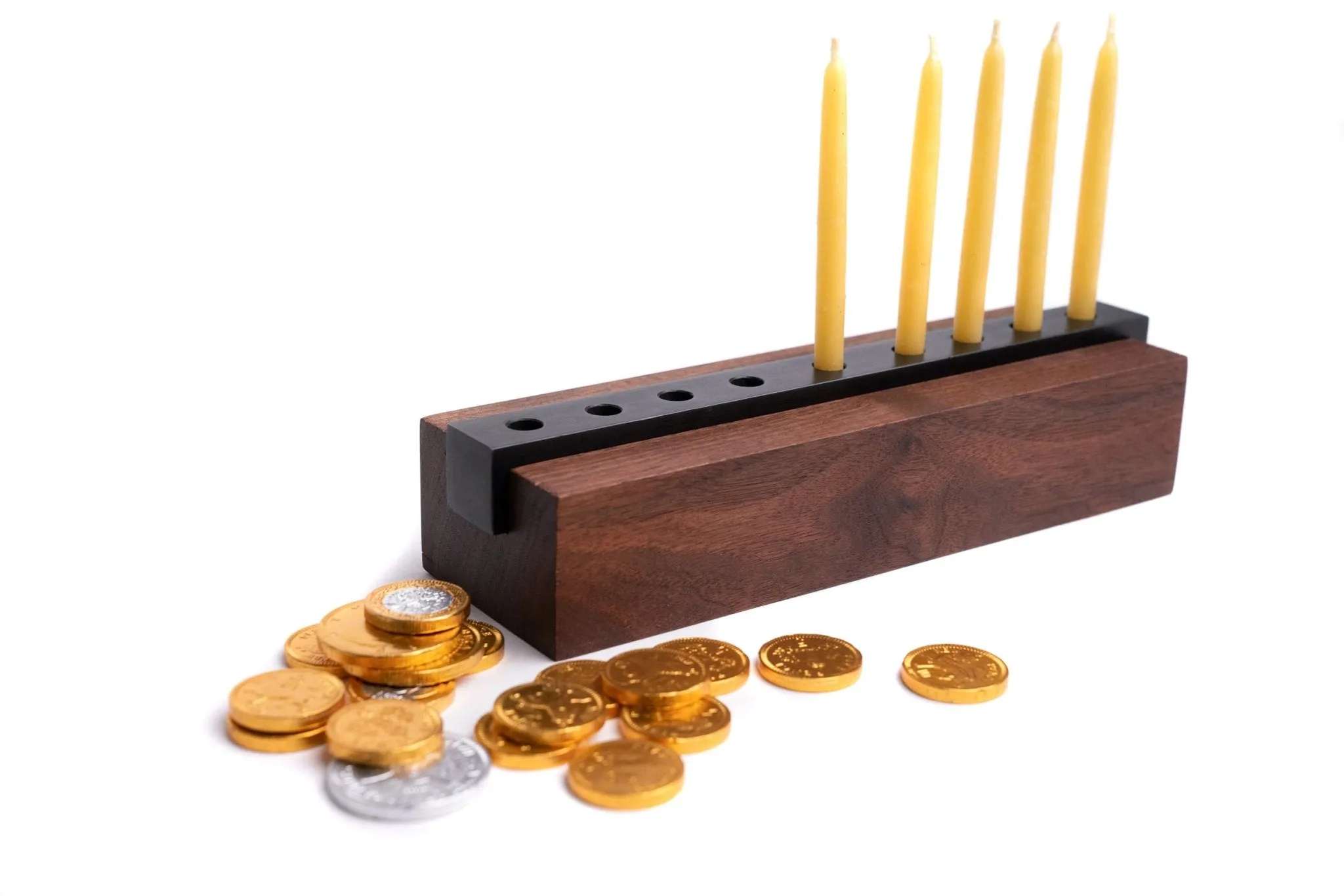 Modern Wood and Steel Menorah