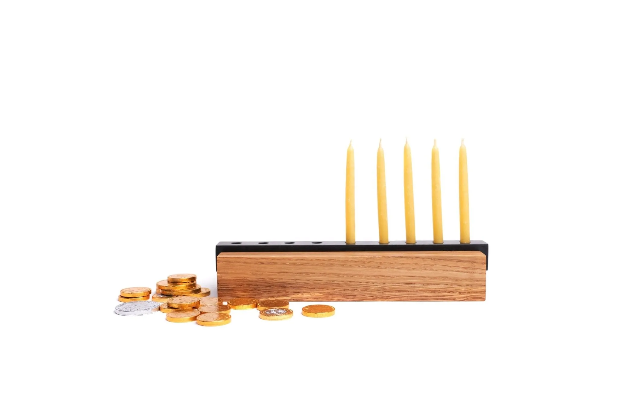 Modern Wood and Steel Menorah