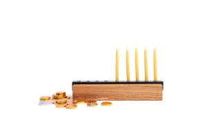 Modern Wood and Steel Menorah