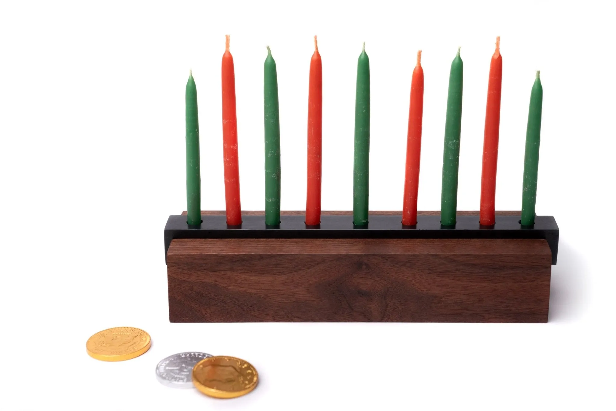 Modern Wood and Steel Menorah